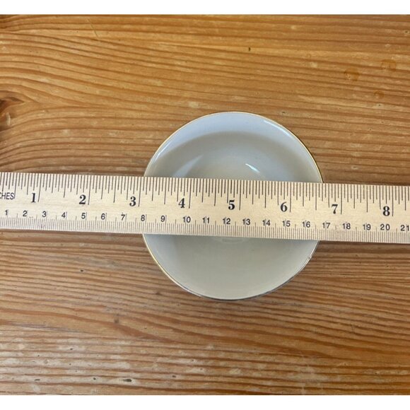 4 Vintage Porcelain Rice Bowls Hand Painted Orange Gold Geometric Abstract - Picture 5 of 6